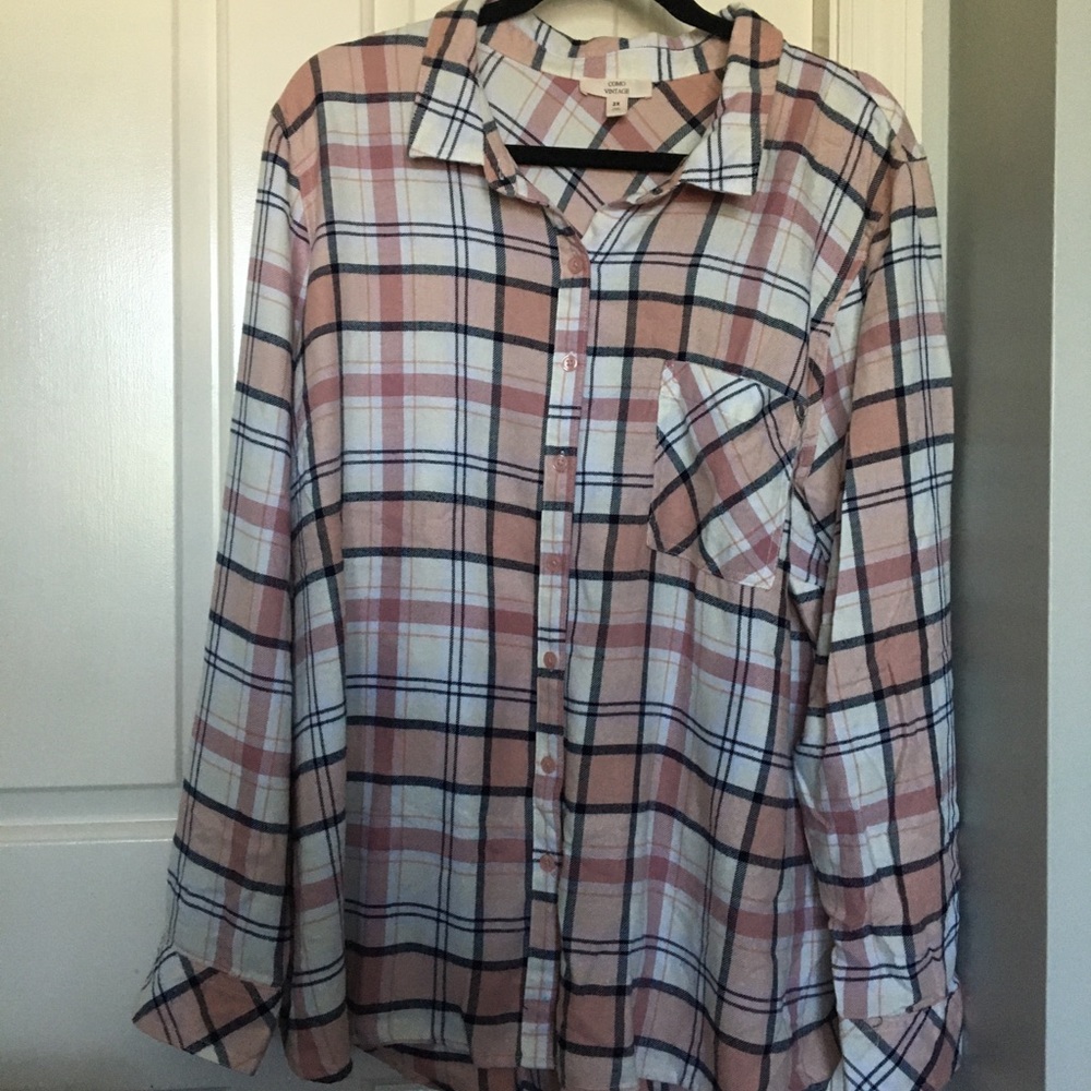 Como Vintage 2XL Pink Plaid Flannel Shirt